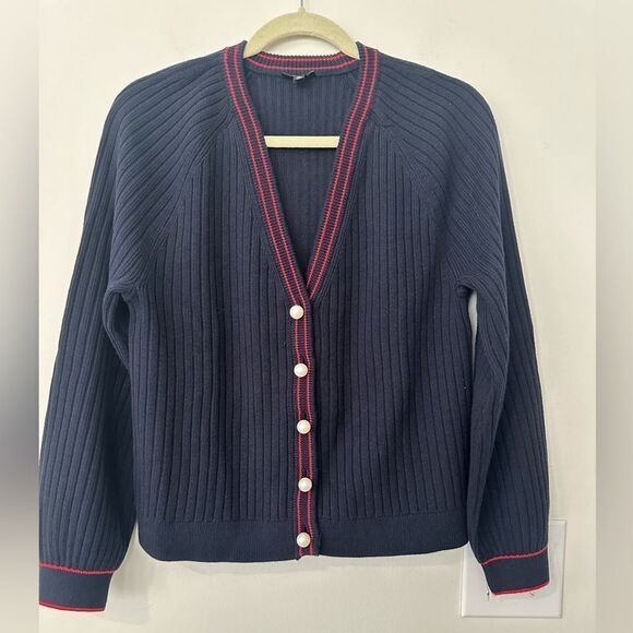 Talbots RWB Nautical Cardigan Sweater MP - Picture 1 of 6